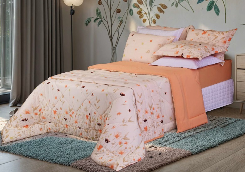 EDREDOM BBC MALHA CASAL CINZA COR121