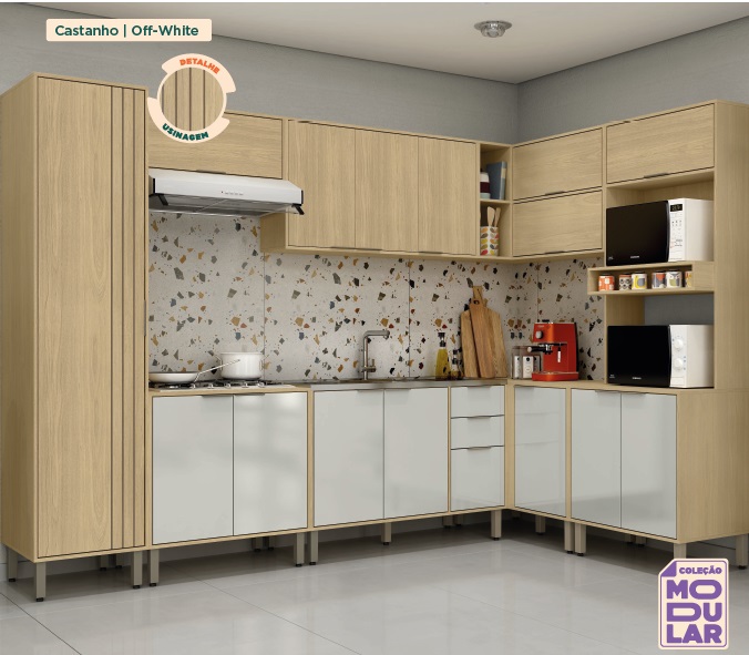 COZINHA MODULADA MX GLORIA 3X1,67M 8 PEÇA...