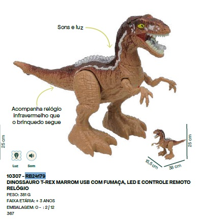 DINOSSAURO ZIPPY REX COM CONTROLE REMOTO ...