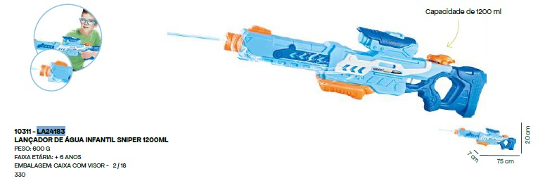BRINQUEDO LANCADOR DE AGUA ZIPPY SNIPER 1...
