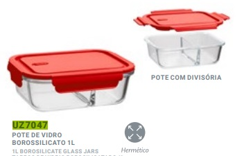 POTE UZ BOROSSILICATO 1L UZ7047-VM C/DIVIS