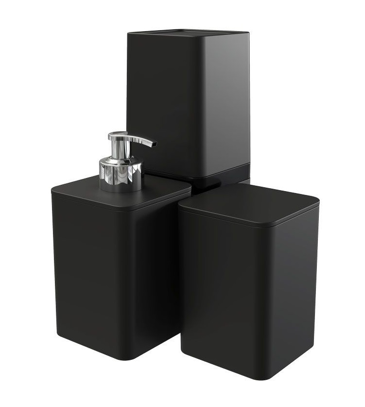 KIT BANHEIRO STOLF 1529P 3PÇ SMILE PRETO