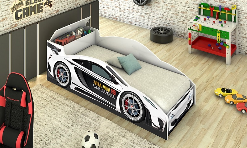 CAMA SOLTEIRO VITAMOV CARRO C/BAU BRANCO 