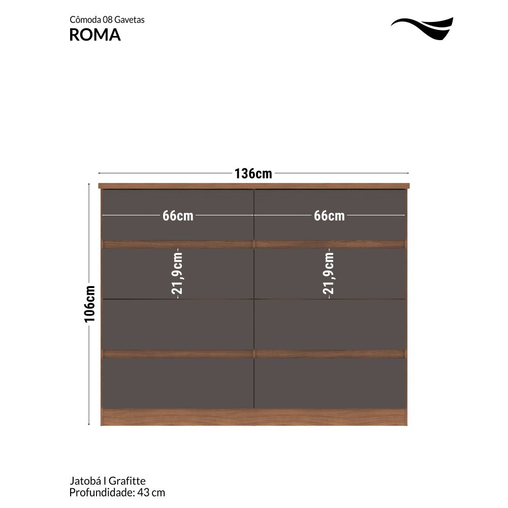 COMODA SANTOS ANDIRA ROMA 1,36M 8G BCO